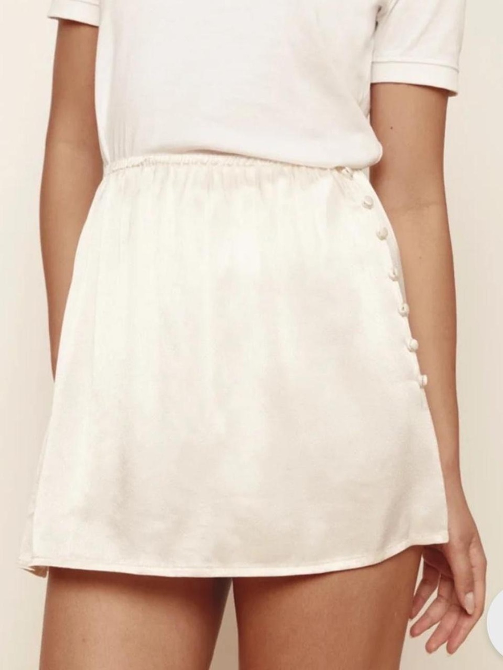 VRG GRL Freya Cream Satin Mini Skirt
